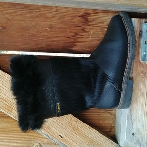 Blondo vintage black fur & leather winter boots women's sz 8